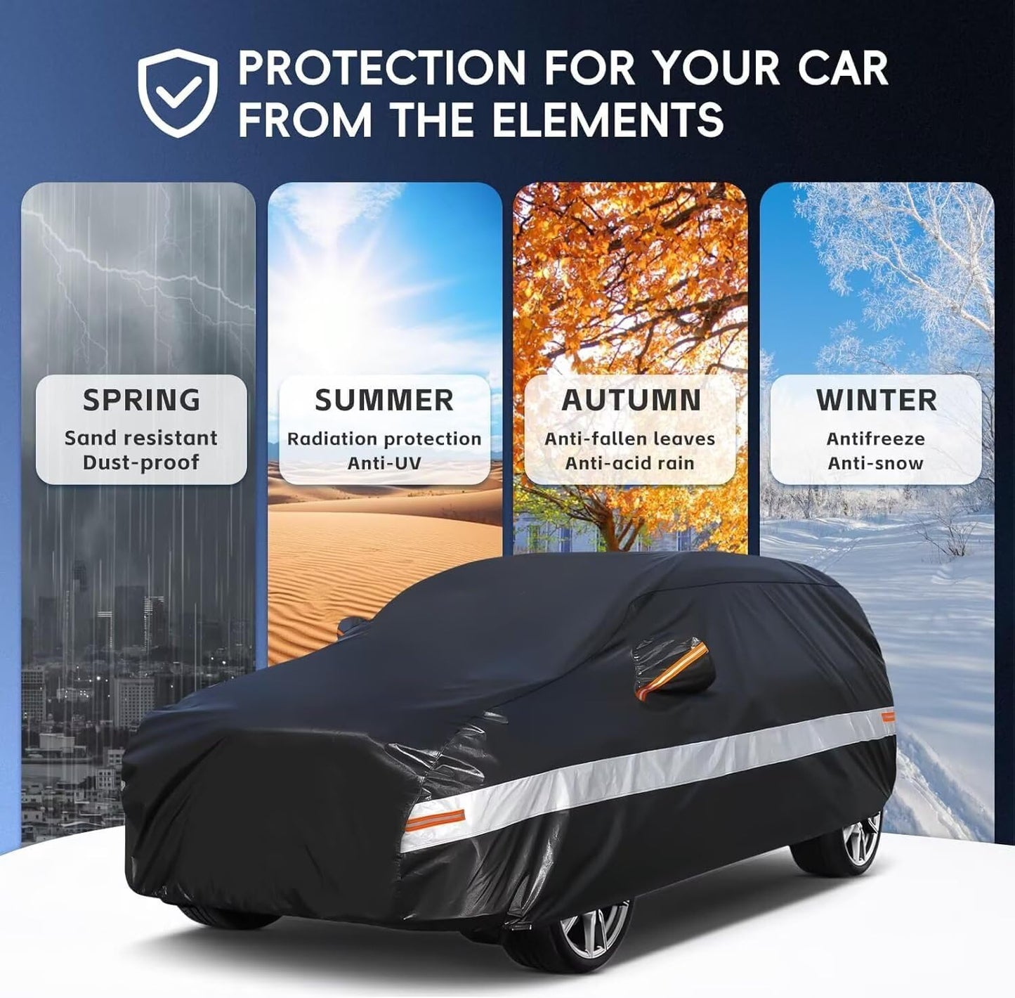 10 Layers SUV Car Cover Custom Fit for Ford Explorer (2002-2025), Waterproof All Weather for Automobiles, Outdoor Full Cover Sun Dust Rain Protection with Cotton. Black