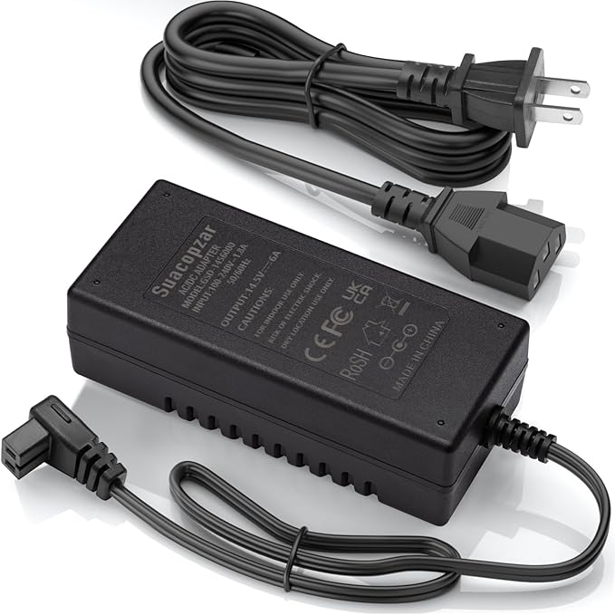 AC Adapter for 12V Refrigerator Freezer Fridge, DC14.5V AC 100-240V with 5.6ft AC Power Cord Power Cable for Car Refrigerator, 60W 80W 87W AC to DC Converter Power Supply for 12 Volt Fridge