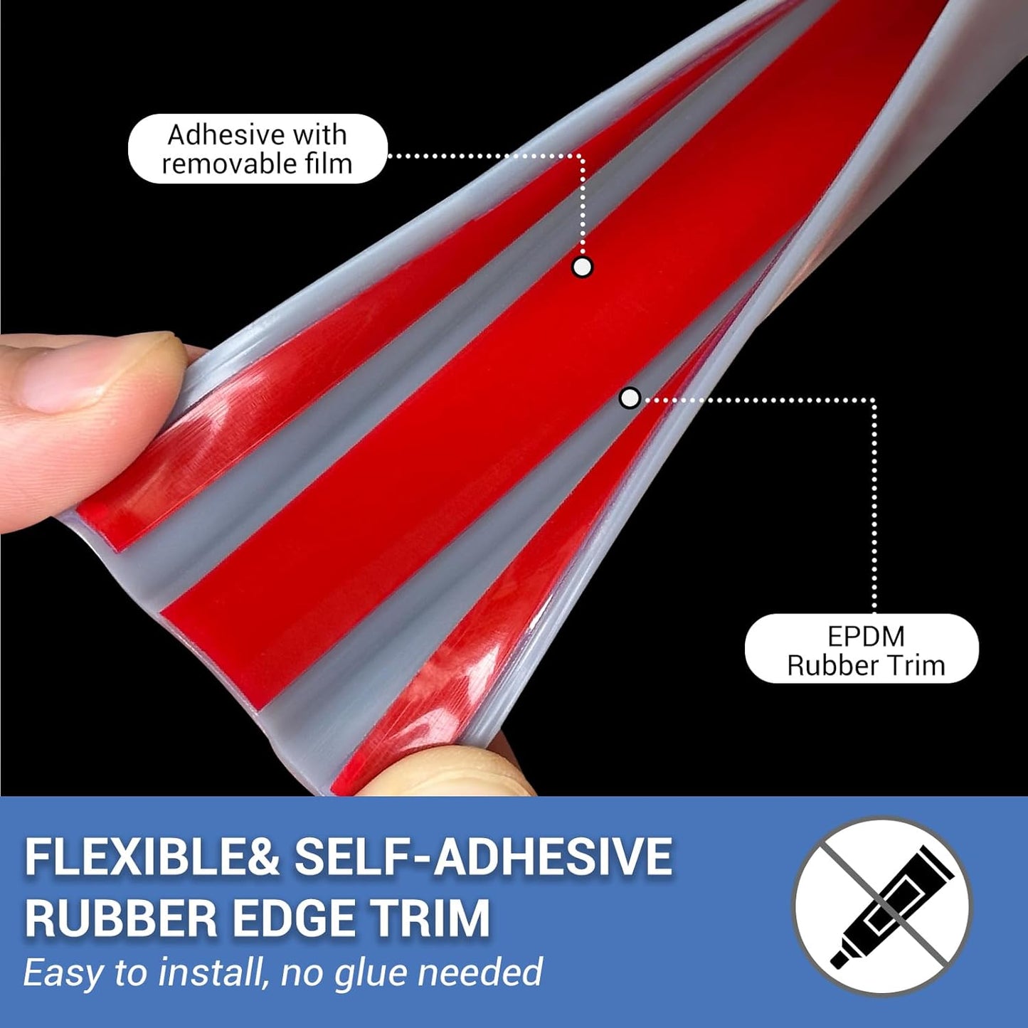 Rubber Edge Trim, Flexible Edge Banding, 3/4"(19mm) U Channel Furniture Edge Protector, Self Adhesive Edge Guards for Plywood, Wood, Glass Parts, 20Ft, Grey Color
