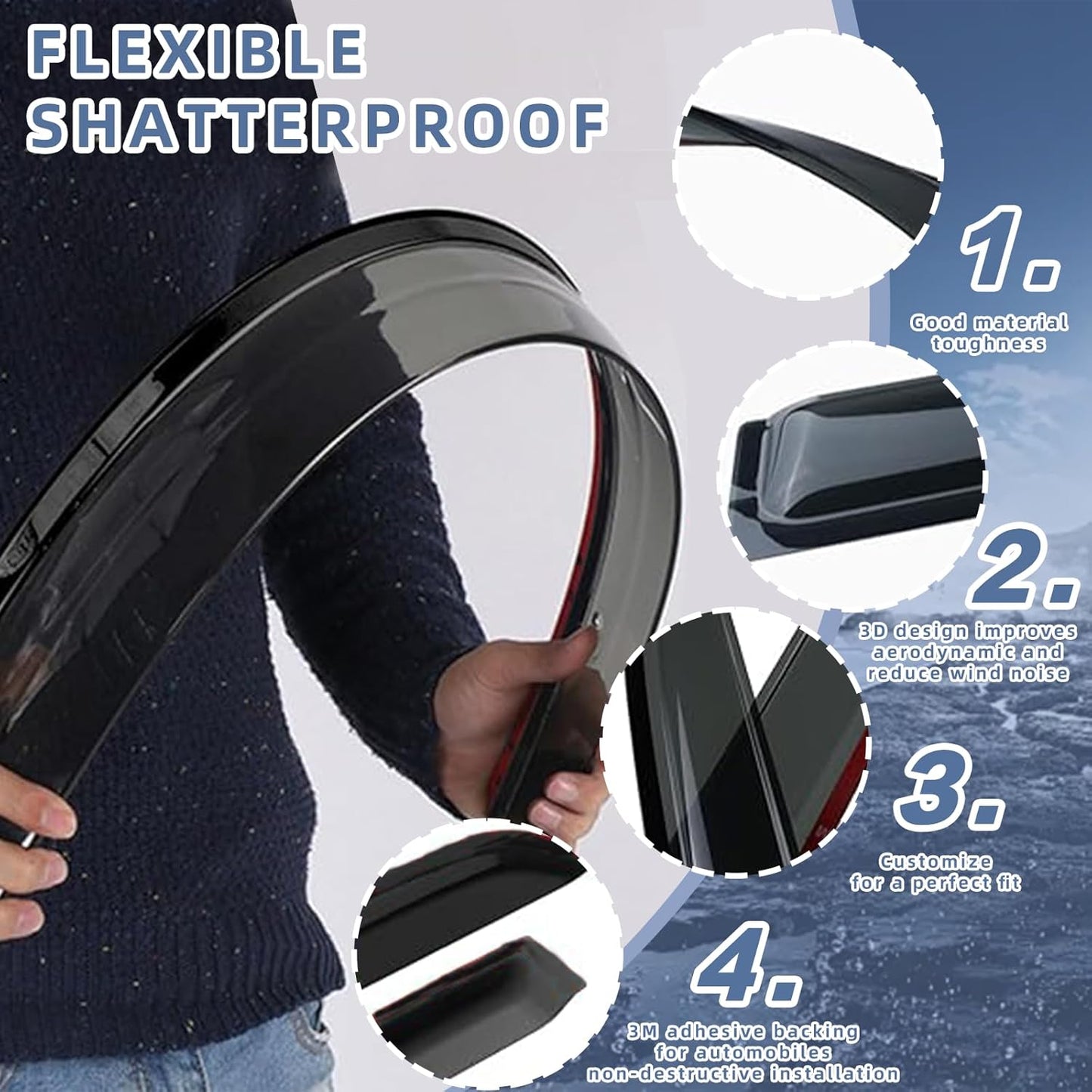 Window Visors Rain Guards fits 2020-2025 Sentra, Out-Channel Window Wind Deflectors Vent Shades Accessories, Dark Smoke 4 Pcs, 2021 2022 2023 2024