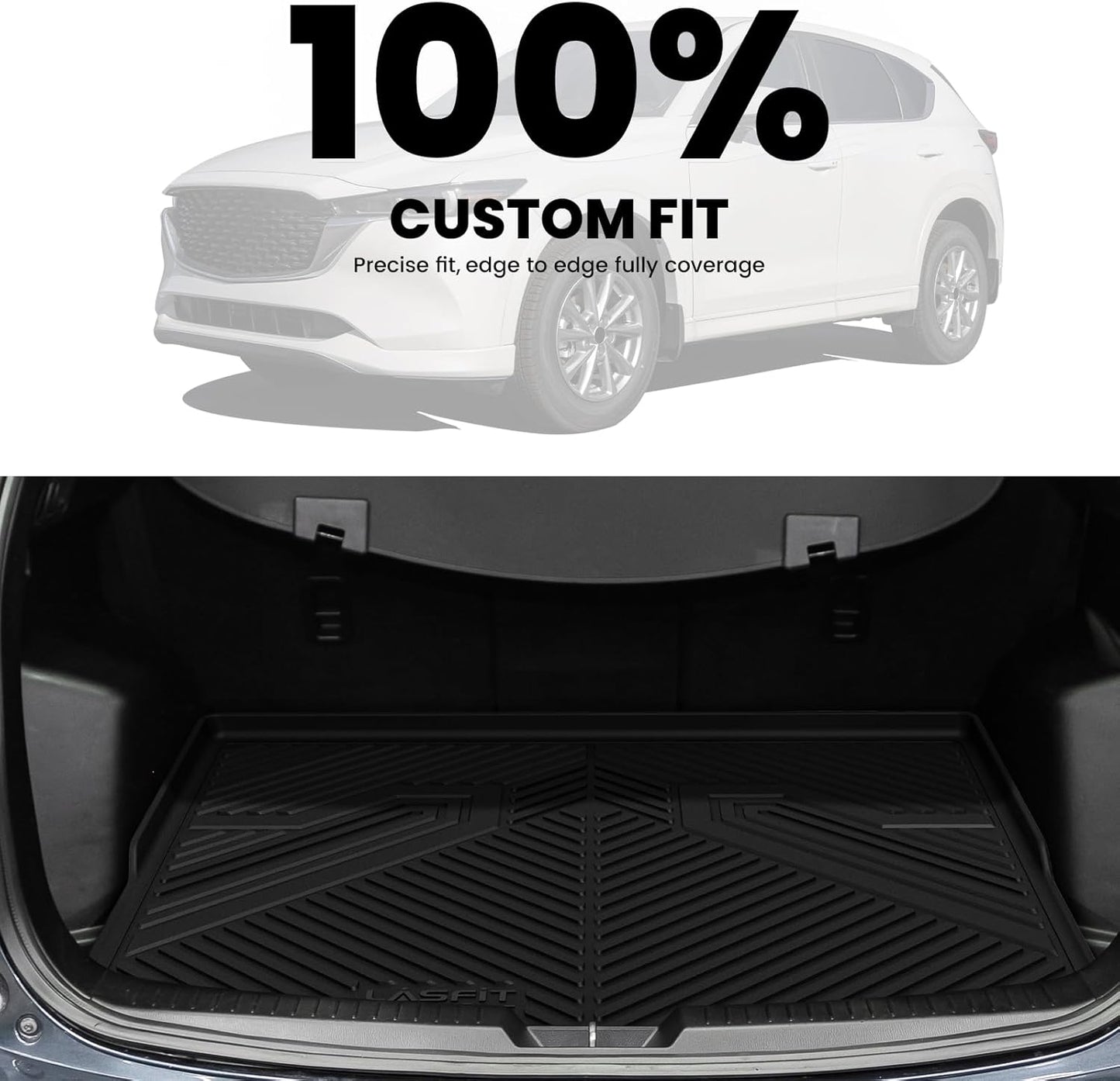 LASFIT Cargo Mat for Mazda CX5 2017-2025, CX 5 All Weather Trunk Mat for 2017 2018 2019 2020 2021 2022 2023 2024 2025 Mazda CX5 Cargo Liner Tray Accessories, Black