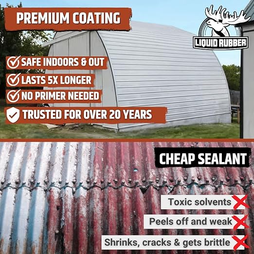 Liquid Rubber Silicone Roof Coating - UV-Reflective, No Primer Needed, One-Coat Sealant for Flat, Sloped, Metal, Wood, Concrete, EPDM, and TPO Roofs, White, 1 Gallon