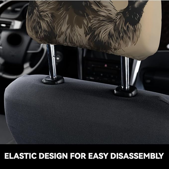 Dujiea 2 Pack Funny Raccoon Car Headrest Covers, Universal Soft Car Seat Head Rest Cover Protector, Vehicle Accessories Fabric Headrest Cover for Cars Vans Trucks
