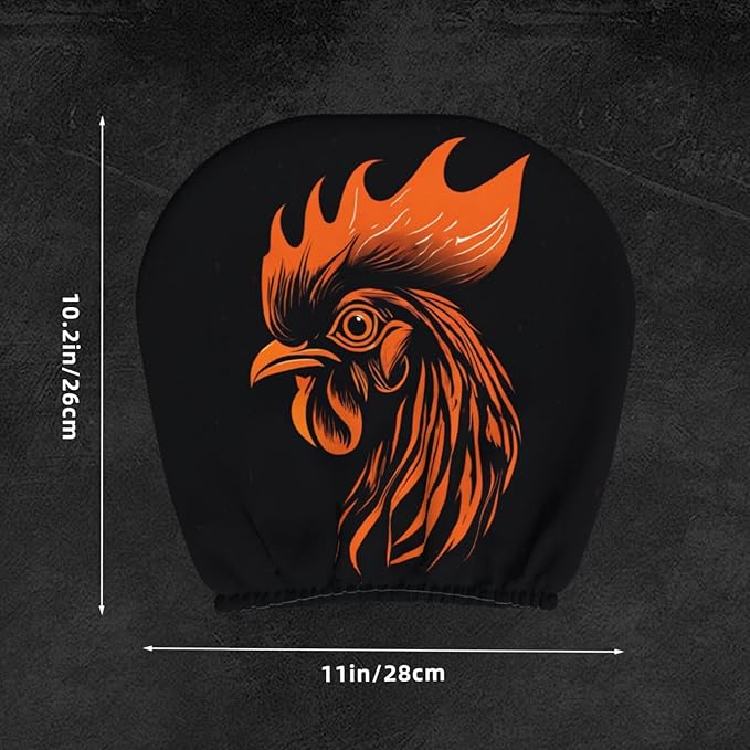 Dujiea 2 Pack Rooster Cock Head Car Headrest Covers, Universal Soft Car Seat Head Rest Cover Protector, Vehicle Accessories Fabric Headrest Cover for Cars Vans Trucks