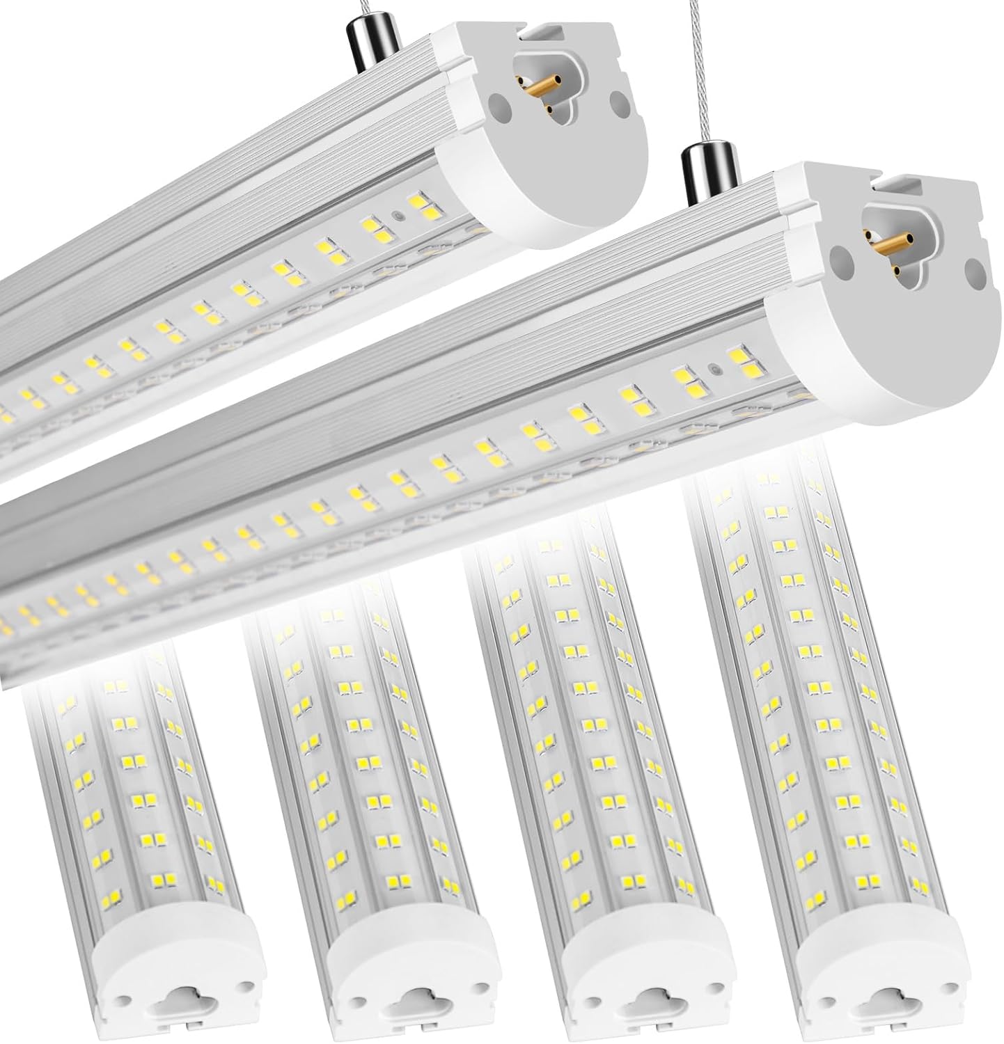 8FT U Shape 125W Integrated Tube Bright LED Light, 6500K Clear White, 20000LM - Flush Mount/Hanging Linkable LED Ceiling Lights for Garage, Plug&Play, 6 Pack