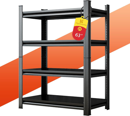 63''H Heavy Duty Metal Shelving Unit, 2000 lbs Total Capacity, Dual-Layer Column, Tool-Free Assembly, All-Steel Construction for Garage, Warehouse, Basement,45.3''W x 19.7''Dx 63" H