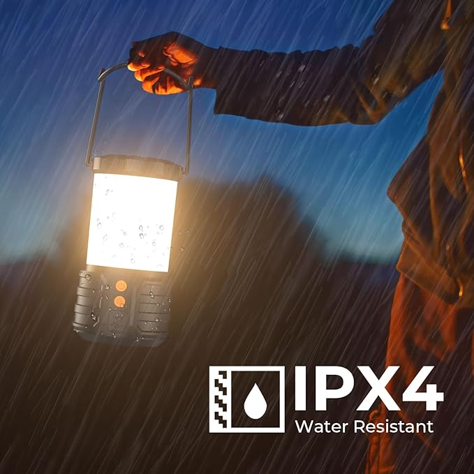 Camping Lantern,5000mAh Rechargeable Battery Emergency Lights for Power Outages,3 Colors,IPX4 Waterproof Portable Flashlight Camping Tent Light for Home or Hurricane Hiking,1 Pack