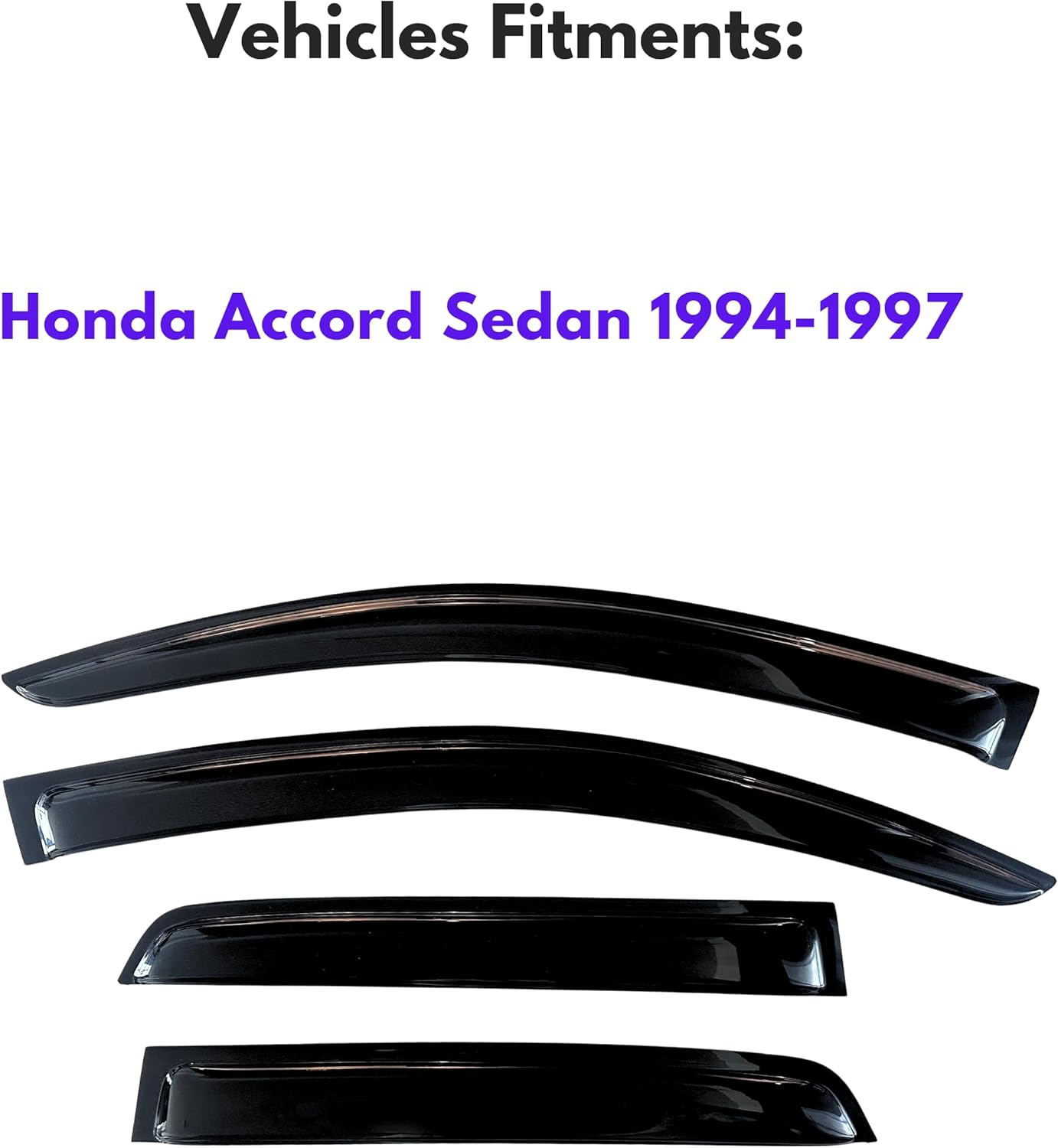 KPY Window Visor Compatible with Honda Accord Sedan 1994-1997, 4PC Rain Guard Side Window Vent Deflectors Tape-On Style, 1994 1995 1996 1997