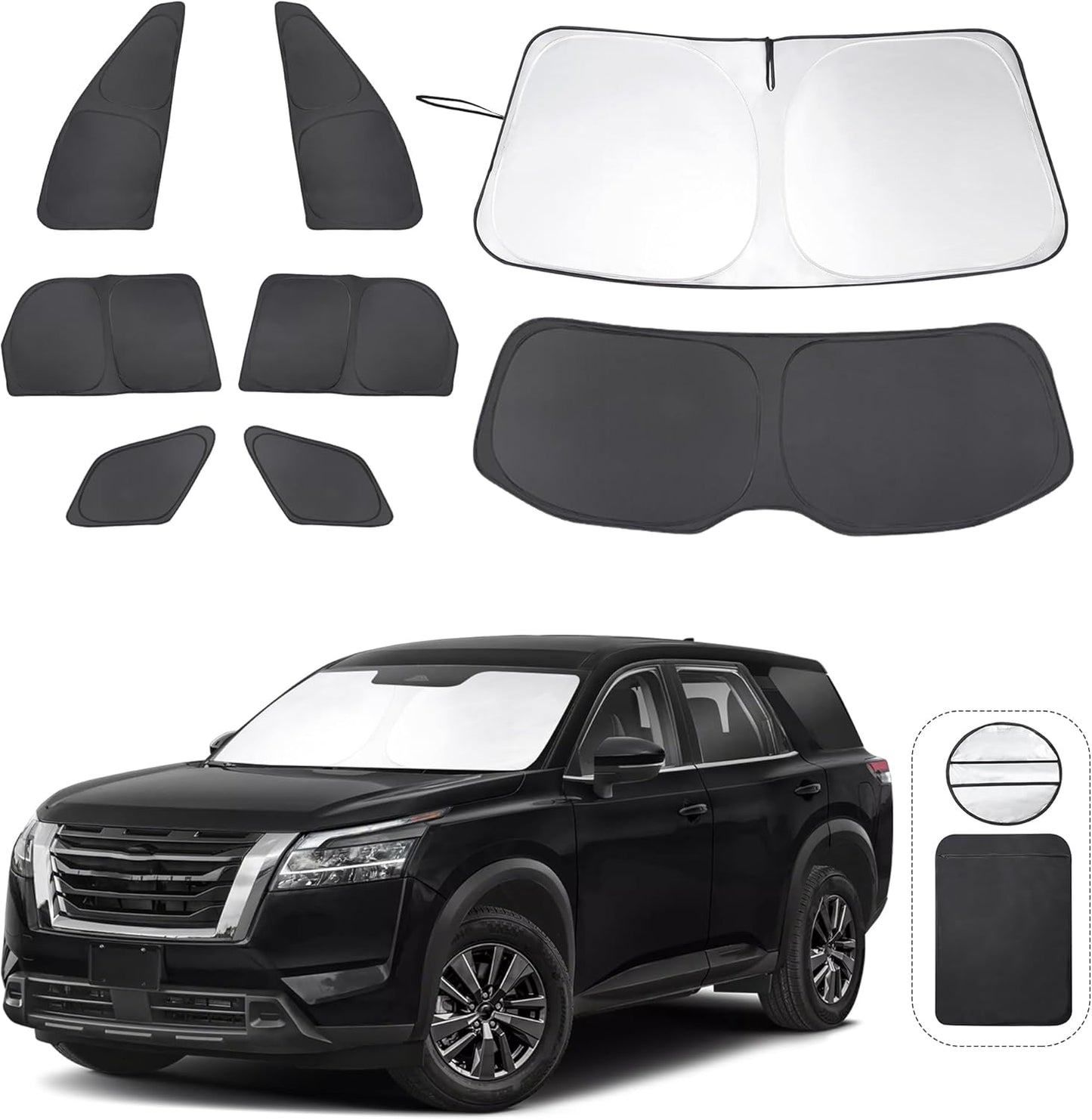 TINGLU Window Shades for Nissan Pathfinder 2022-2025 Accessories Car Side Full Windows Rear Triangular Windshield Sun Shade Sun UV Rays & Privacy Protection for Camping,Napping,and Relaxing 8PCS