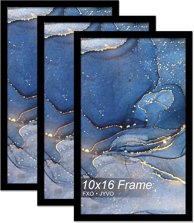 10x16 Picture Frame Set of 3, Black Frame for 10 x 16 Inch Picture Poster Photo, Light Weight and High Transparent 10 by 16 Frame for Wall - 3 Pack/Black/10 x16