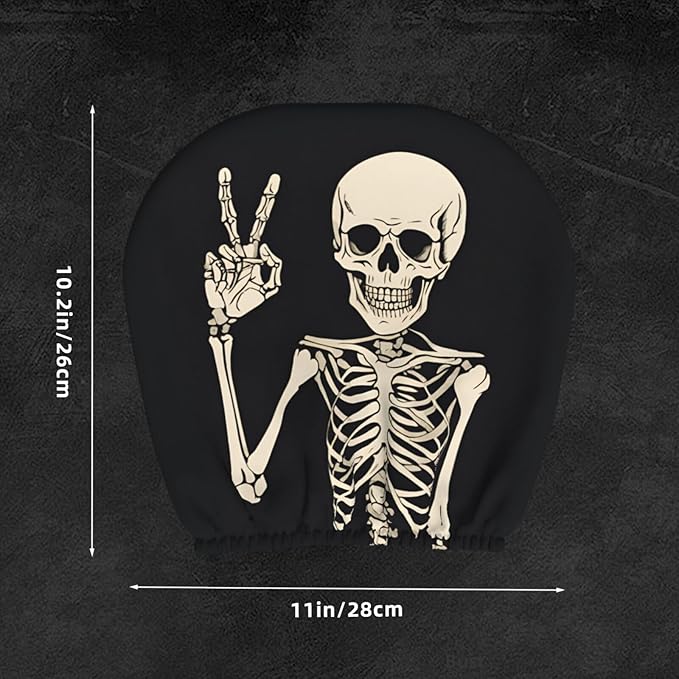 Dujiea 2 Pack Funny Skull Finger Car Headrest Covers, Universal Soft Car Seat Head Rest Protector, Vehicle Accessories Fabric Headrest Cover for Cars Vans Trucks