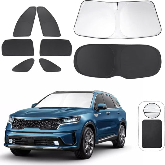 TINGLU Window Shades for Kia Sorento 2016 2017 2018 2019 2020 Accessories Car Side Full Windows Rear Triangular Windshield Sun Shade Sun UV Rays & Privacy Protection for Camping,Napping,Relaxing 8PCS