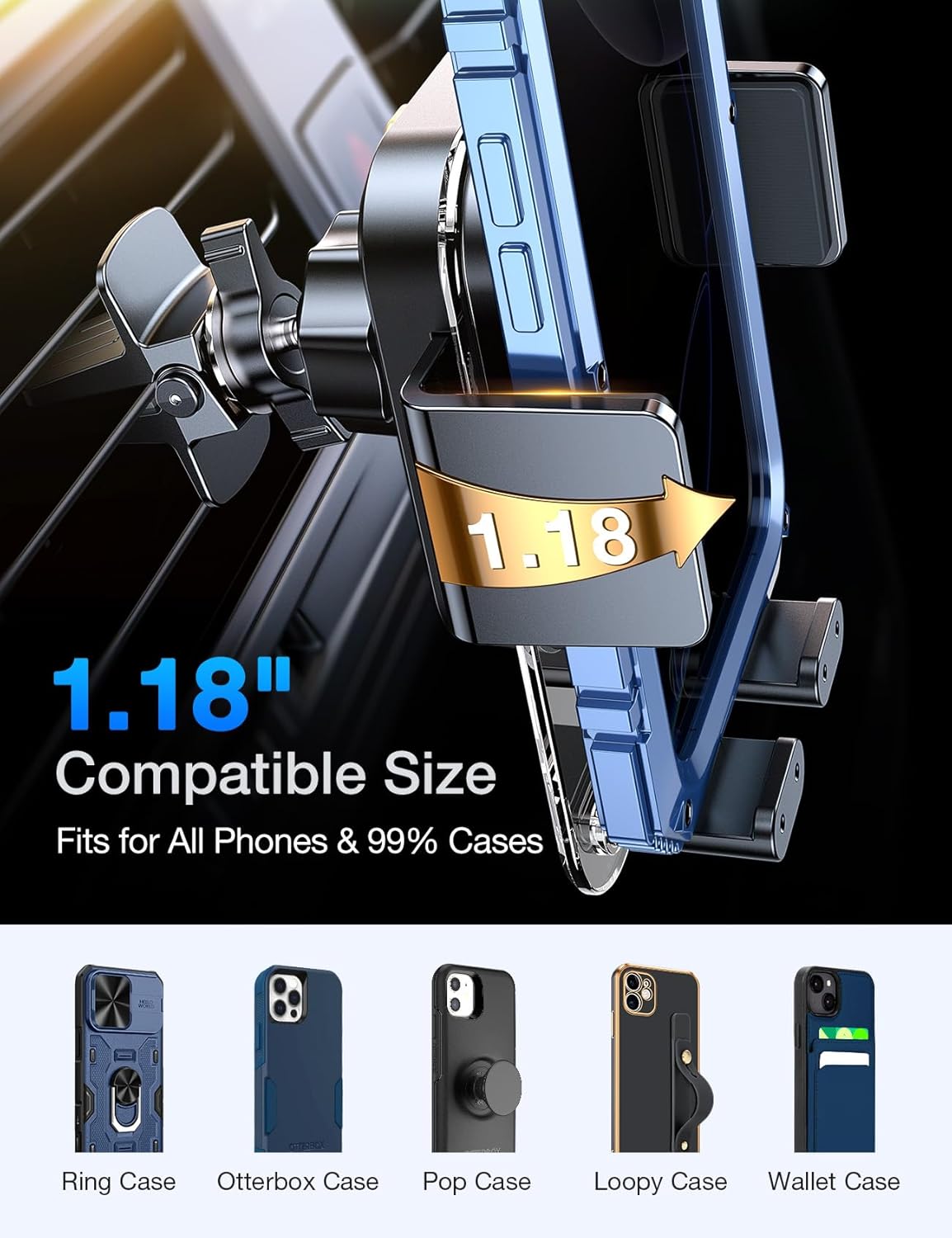 AKESEPE [Thick Cases Friendly [85+LBS Strongest Suction] Phone Holders for Your Car 2025 Upgraded Car Phone Holder Mount Truck Stand for Dashboard Windshield Vent for iPhone Samsung All Phones