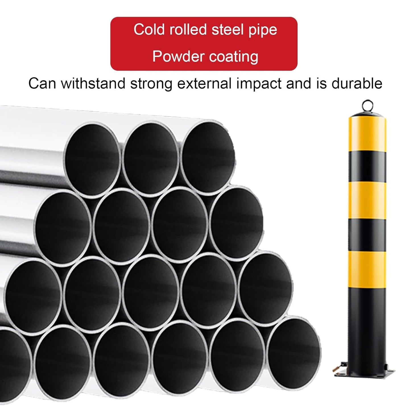 Steel Safety Bollard Post, with Lock Bollard Post Removable Security Posts, Parking Bollards, Parking Barriers Concrete, Powder Coat, for Parking Lot, Driveway and Sidewalk(Black (4pcs),50cm/19.7in)