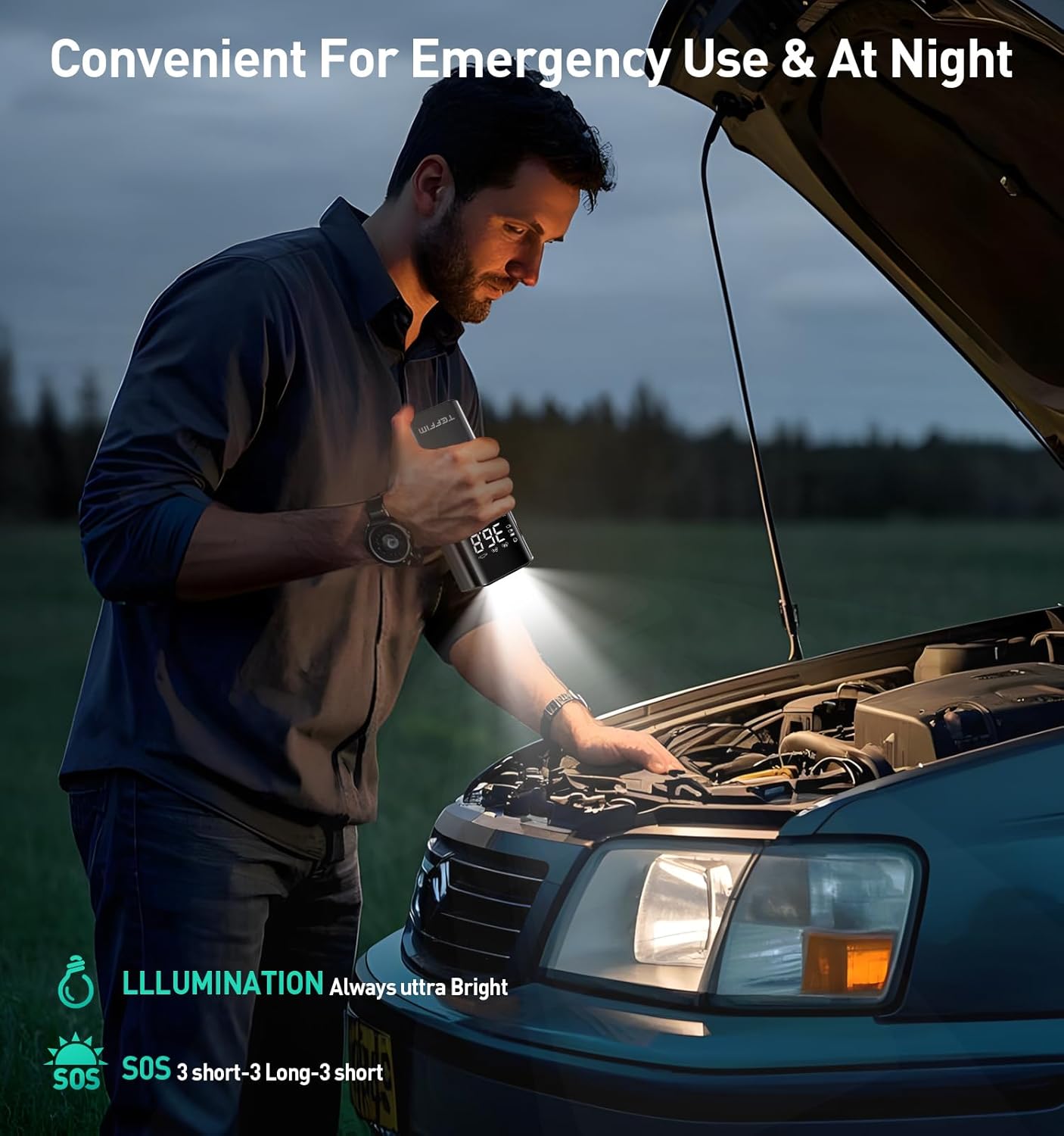 Tire Inflator Portable Air Compressor, 150PSI＆20000mAh Battery Air Pump for Car Tires, 6X Inflate Portable Tire Inflator for Car Motorcycle Balls Bike Pump,12DC Tire Pump with LED Light, Auto shut-off