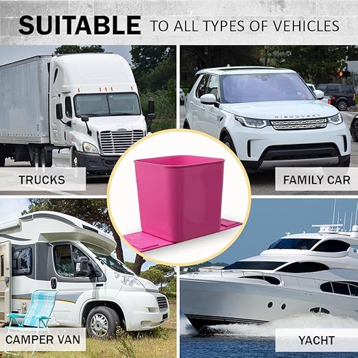 Car Trash Can for Vehicles Leakproof Compact Garbage Bin w/ Stability Flap, Anti-Slip Base, Portable Trash Holder for Cars, Trucks, SUVs, Minivans Compact, Easy to Clean Auto Container Organizer Pink