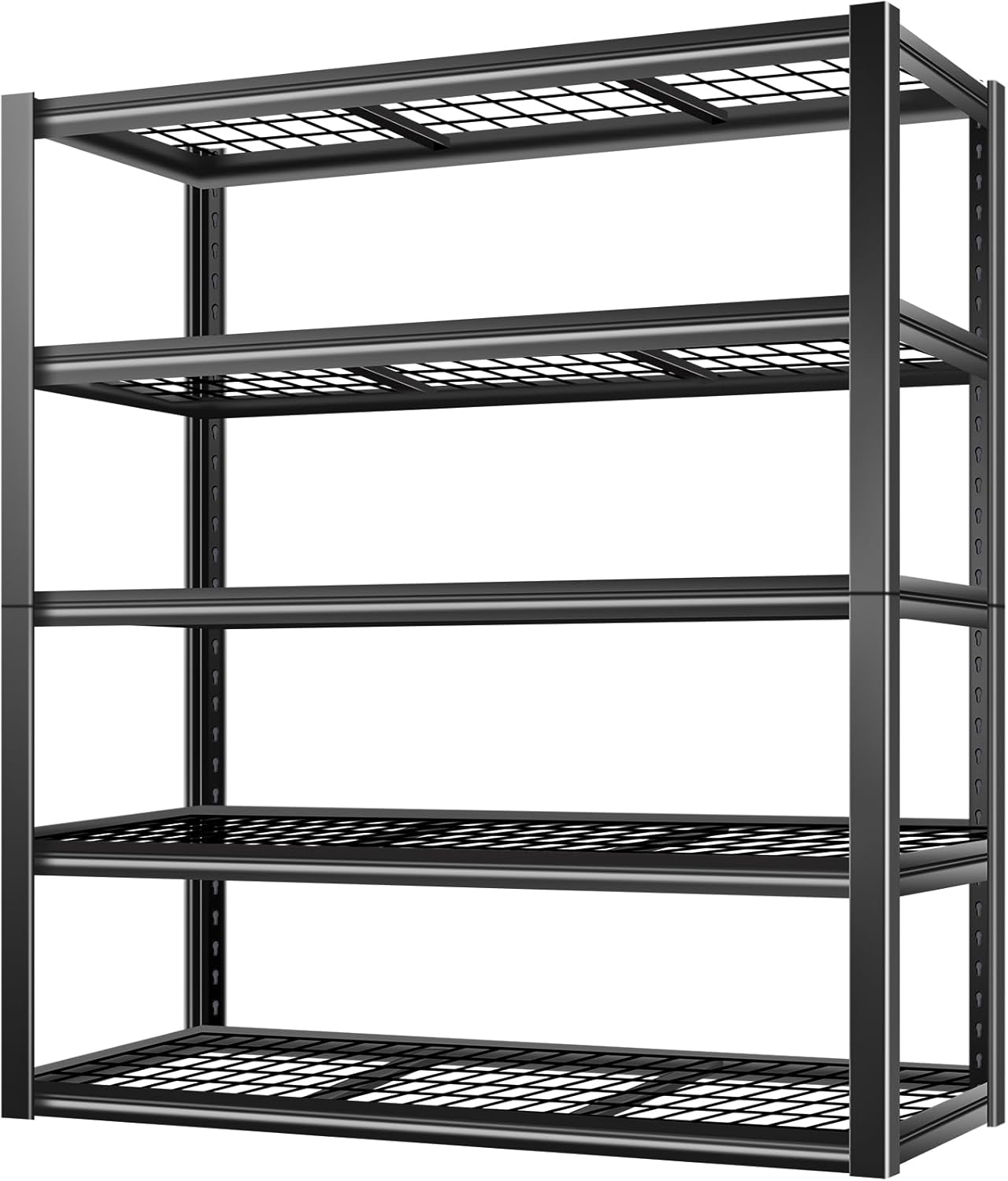 BILT HARD 48" W x 24" D Garage Shelving 3500 LBS, 72" H Storage Shelves, Industrial 5-Tier Heavy Duty Storage Shelves, Steel Shelving with Adjustable Rack, Ideal for Garage, Black