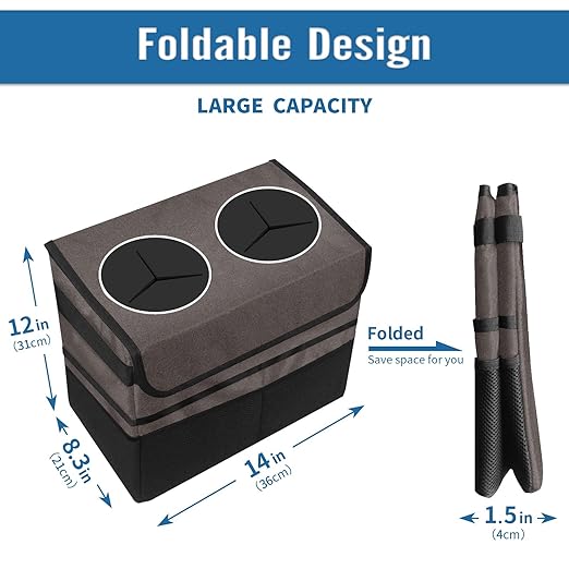 Car Trash Can Grey Large Storage Garbage Can with Lid Hanging for Back Seat Leakproof Automotive Vehicle Trash Bin