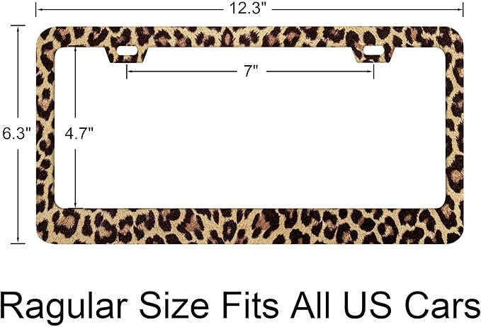 Leopard Print African Style Camouflage Decor License Plate Frames Rust-Proof Stainless Steel Screws Fasteners Included Personalized Cover for Women and Men 12.3x6.3 Inch License Plate Holder -DATANSEN