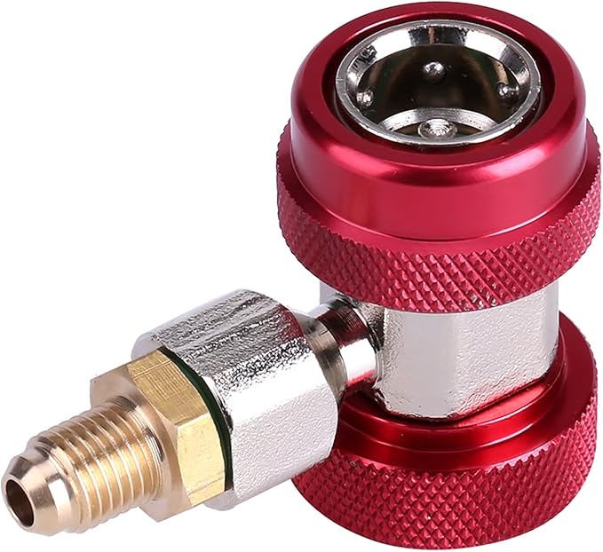 R134 A C Quick Connector Air Conditioning Coupler Adapter with Extractor Valve Core (red high voltage)