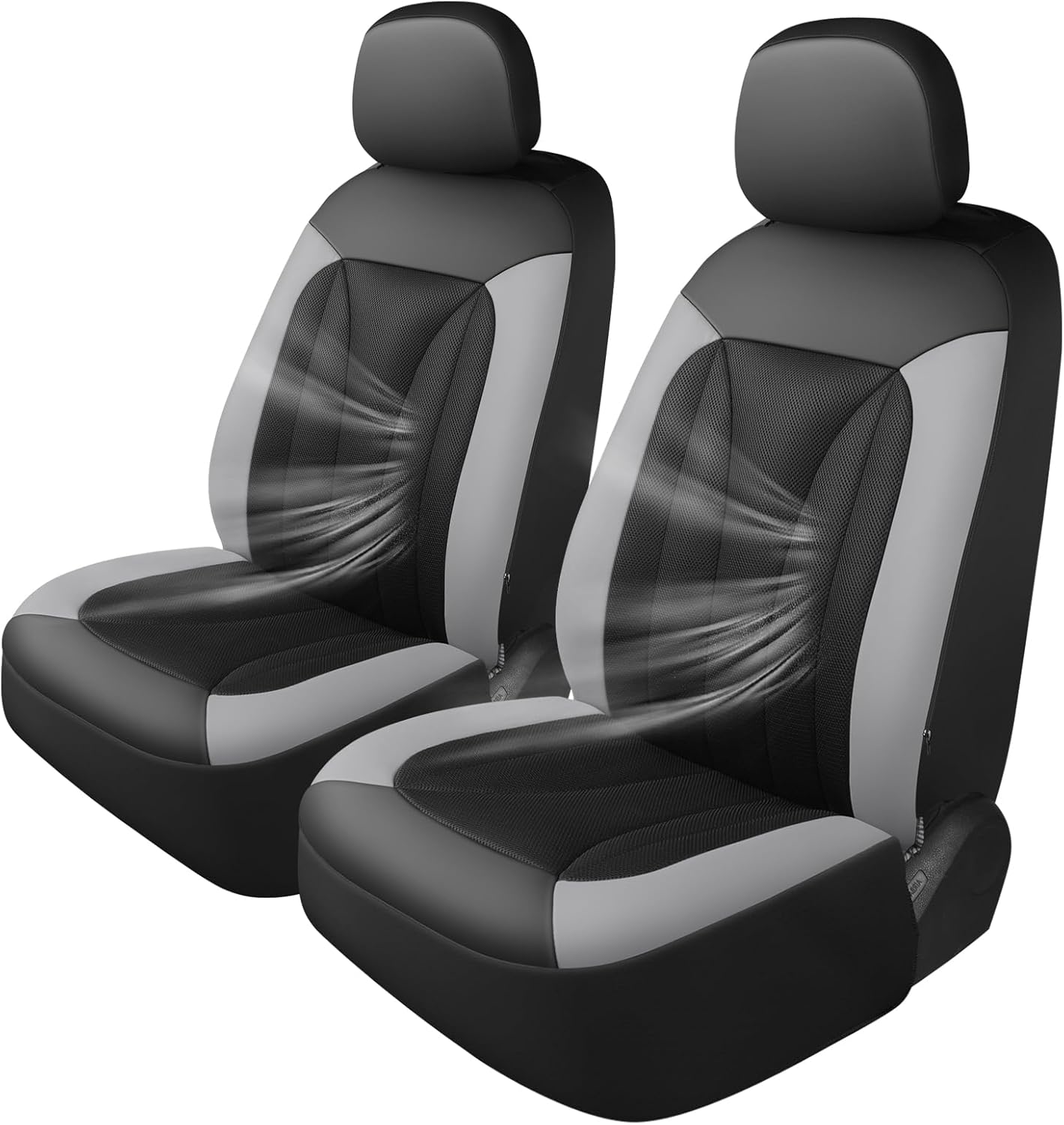 GIANT PANDA Fit GMC Sierra 1500 2500 3500 Front Car Seat Cover, 3D Air Mesh Breathable Seat Protector（Grey） 2-Pack