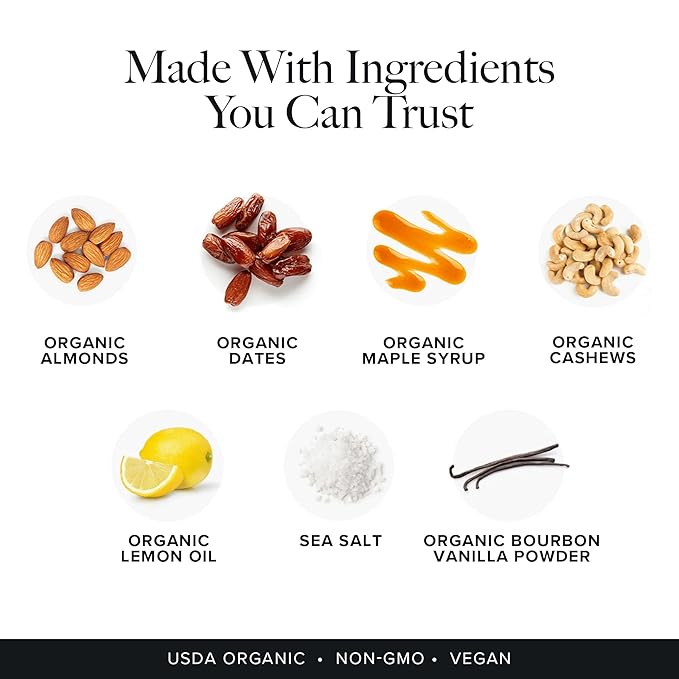 Truvani Plant Based Snack Bars | Lemon Bar 12 Pack | 6g Protein | USDA Organic and Vegan | The Only Bar | Dairy, Soy, and Gluten Free | Individually Wrapped