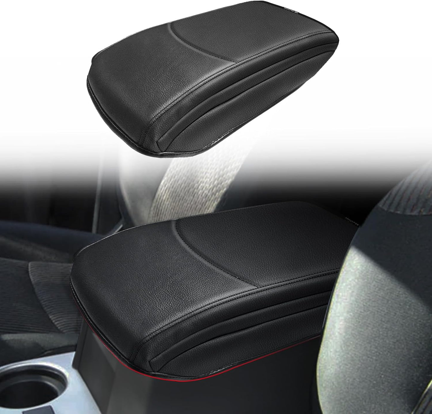 Muslogy Center Console Armrest Cover Compatible with Toyota 4Runner 2010-2024 Comfort Armrest Pad Arm Rest Cushion Vegan Leather Protector 1-Inch Extra Thick