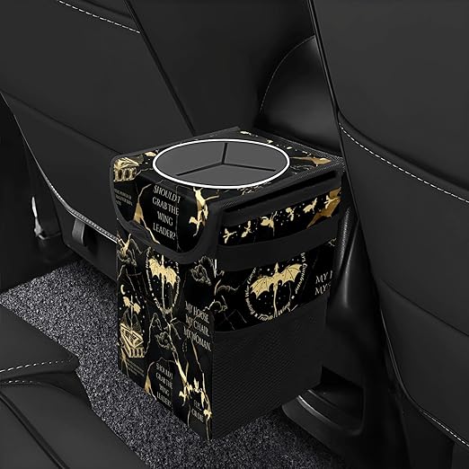 Fourth Wing Car Trash Can with Lid Collapsible Reusable Waterproof Car Garage Bag,Automotive Garbage Can,Car Accessories Interior Car Organizer