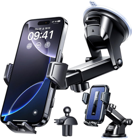 VANMASS 2025 True Upgraded Car Phone Holder, [85+ LBS Strongest Suction] Patent Safety Cell Phone Mount Windshield Dashboard Vent Truck Stand Cradle for iPhone 16 Pro Max 15 14 13 Android, Matt Blue