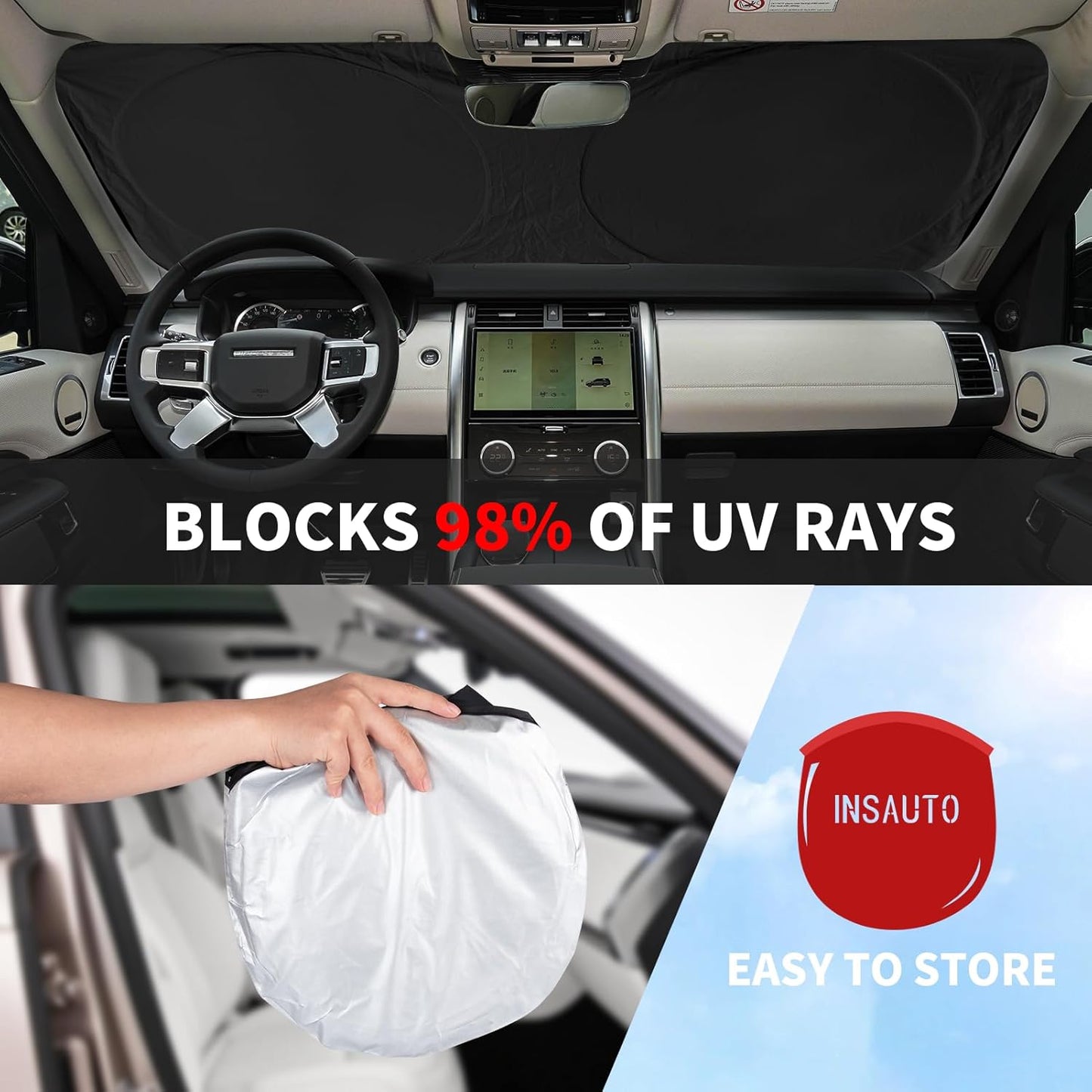 Sun Shade for 2007-2017 Toyota Camry Accessories, Foldable Front Window Shield for Camry LE XLE Hybrid SE XSE Sedan 240T Windshield Sun Visor Protector Fully Covered to Keep Car Cool