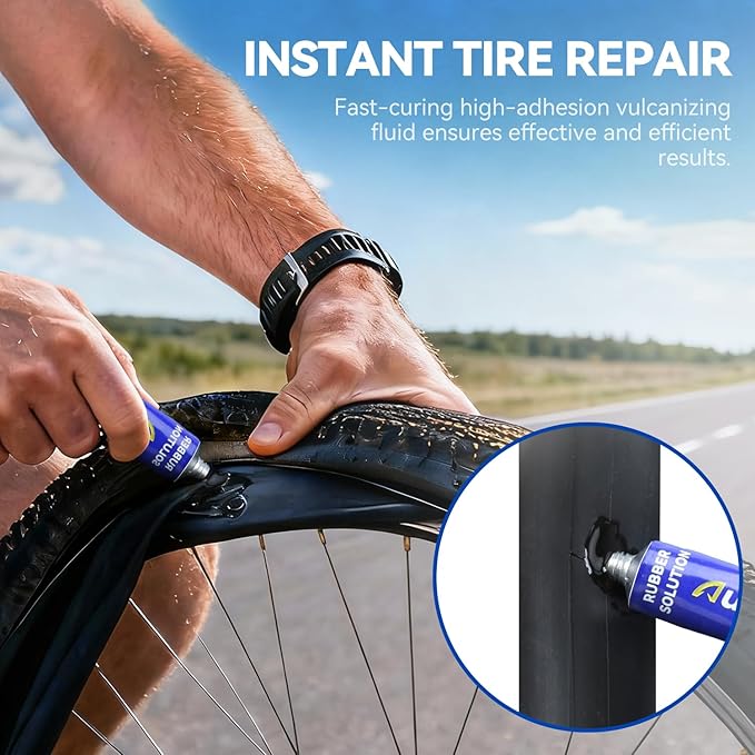 AUTOWN Bike Tire Repair Kit, 32PCS Bicycle Inner Tube Patch Kit with Patches, Tire Levers, Rubber Repair Sealants and Portable Case for Bikes, Motorcycles & Inflatable Tubes