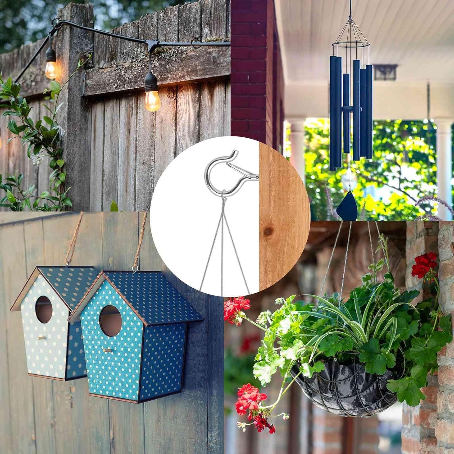 96 PCS Q-Hanger Hooks, Screw Hooks for Outdoor String Lights, Safety Buckle Design Cup Eye Hook for Hanging Christmas Lights, Plants, Mounted on Wall Ceiling, Include 1 Wing Nut Driver, Silver