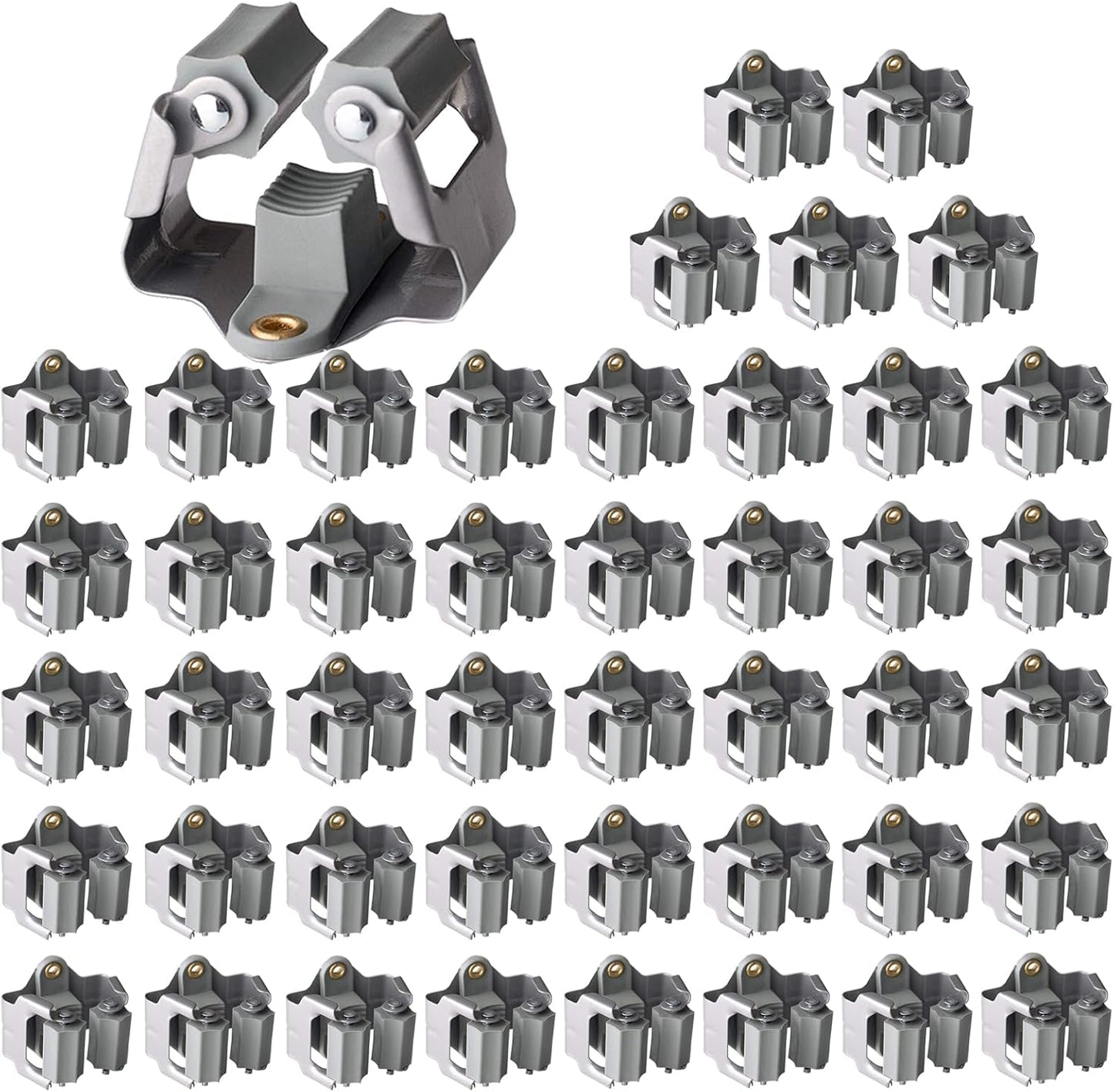 3-H 45 Pack Mop and Broom Holder Wall Mount Big Size Hanging 1 KG Extra,Broom Hanger Wall Mount for Hanging and Organizing Shove Rake Yard Tools in Shed Kitchen Laundry Room Bathroom Garden(grey)