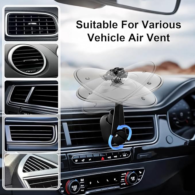 Car Cymbal Drum for Car Air Vent, Funny Musical Instruments Gadget for Music Lovers (Silver)