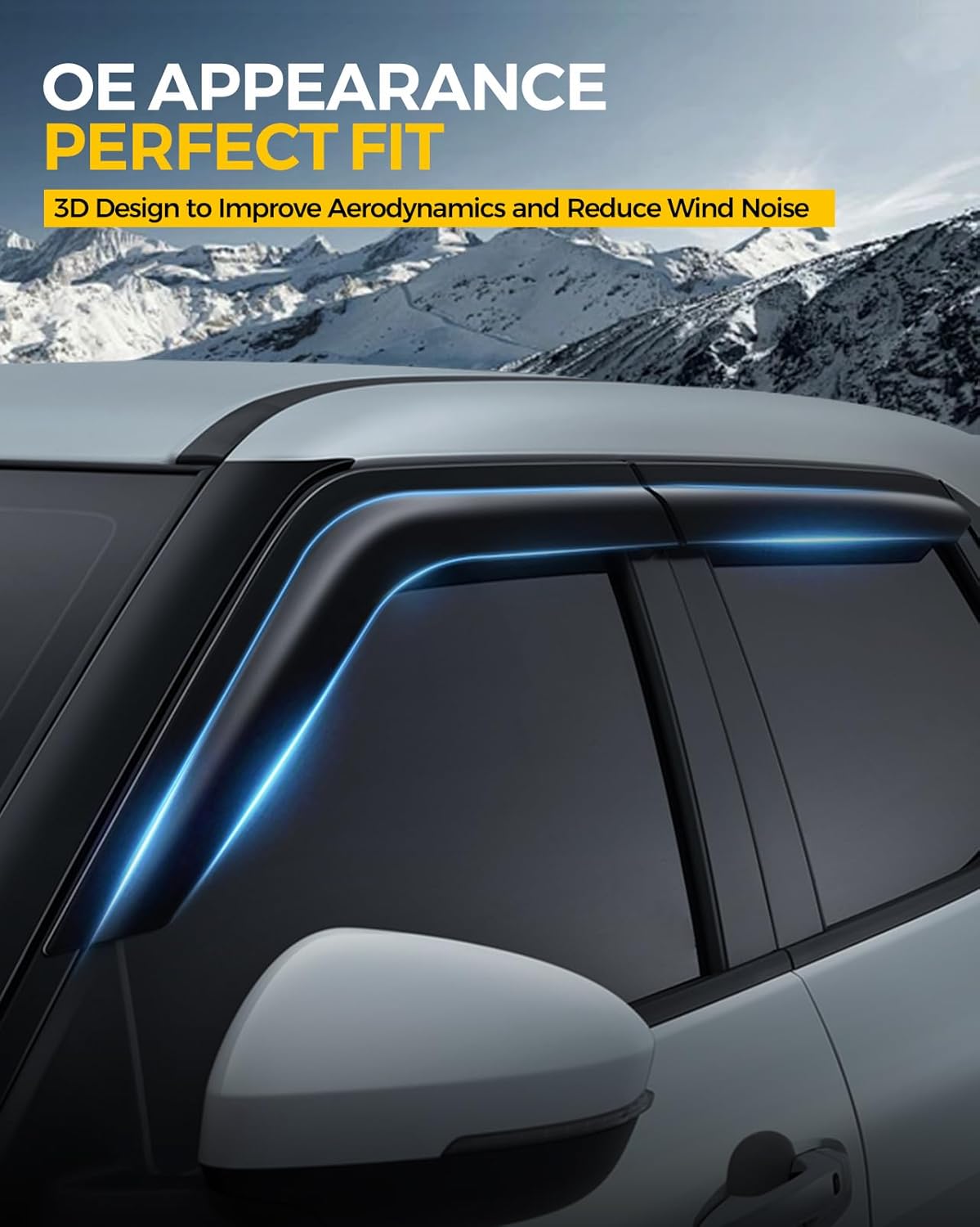 Rain Guards for Car Windows, Tape-On Window Visors Rain Guards Fit for 2012-2014 Toyota Camry, Window Deflectors, Vent Visors for Toyota Car Accessories, 4 Pieces