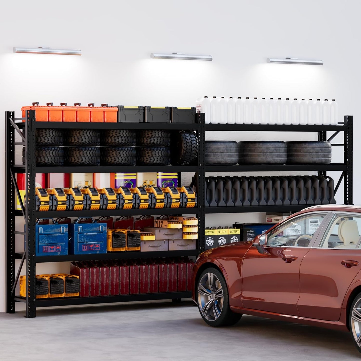 Garage Shelving Heavy Duty - 236" W Extra Large Metal Shelving Units and Storage for 24000lbs, 5 Tier Adjustable Basement Storage Industrial Shelves Pallet Racking Organizer (236" W x 98.4" H)