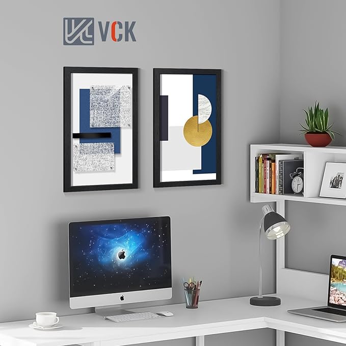 VCK 14x24 Picture Frames Black Set of 6, Wide Border Wood Poster Frame, Multi-Directional Display Family Photos, Office Prints, Studio/Gallery Artwork, Woodgrain Series, Wall Hanging