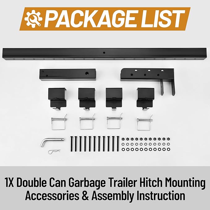 Heavy-Duty Dual Trash Can Hauler - Wheeled Garbage Can Towing Hitch Carrier with 2" Receiver - Effortless Outdoor Trash Transport