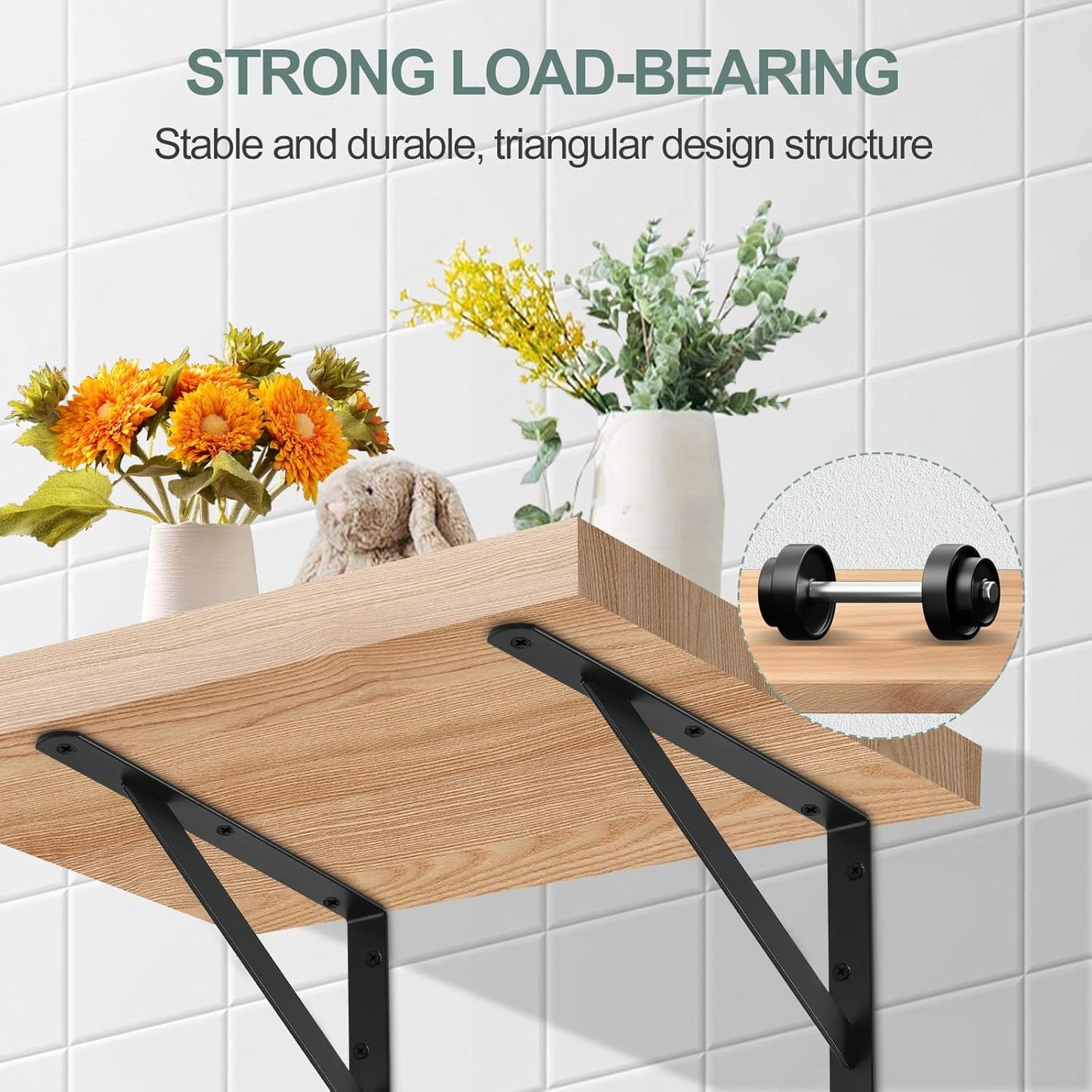 24 Pack L6 x H 4" Black Heavy Duty Shelf Brackets with Screws Metal Shelf Brackets Shelf Support Angle Brackets for Shelves L Brackets Heavy Duty Floating Shelf