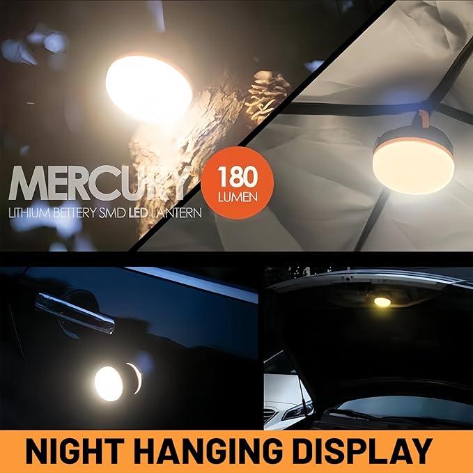 Portable LED Camping Lantern, Collapsible with Carabiner Hook in Eye-Catching Black and Orange – Your Go-to Gear for Nighttime Fun! Adventure Ready！ (AAA-2)