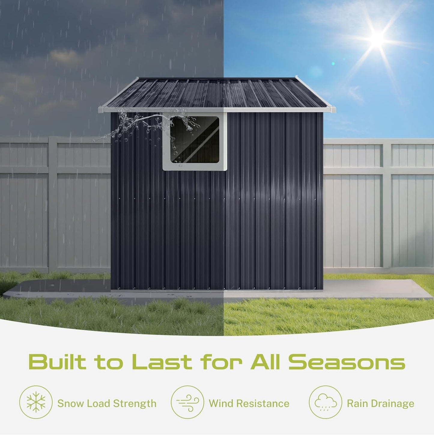 9.1' x 6.4' Outdoor Storage Shed, Sturdy Metal Building w/Windows & Lockable Doors for Garden, Backyard, Poolside and Lawn, Anthracite
