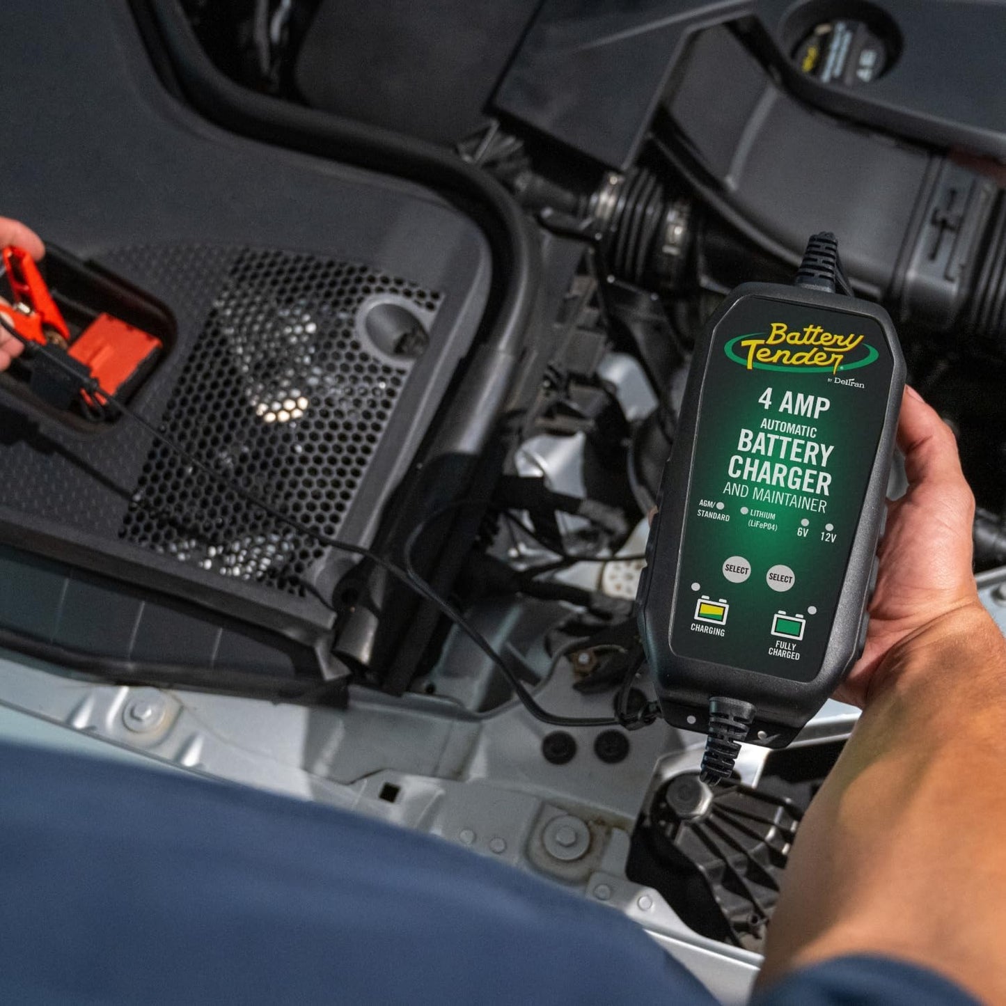 Battery Tender 4 AMP Battery Charger and Maintainer - Automotive Switchable 12V or 6V Smart Automatic for Cars SUVs and Trucks - Lead Acid, AGM, Gel, & Lithium Battery Charger - 022-0209-BT-WH