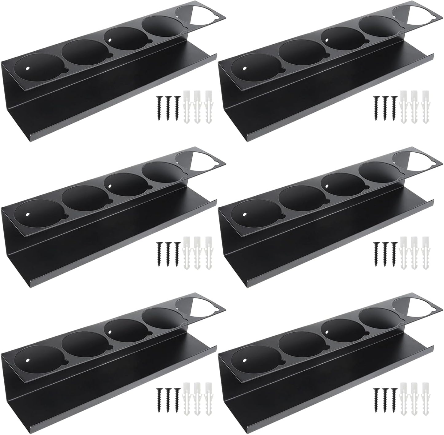 RealPlus Aerosol Spray Can Holder Rack Organizer 5 Cans Spray Bottle Holder Heavy-Duty Steel Wall Mounted for Garage and Workspace, Pack of 6