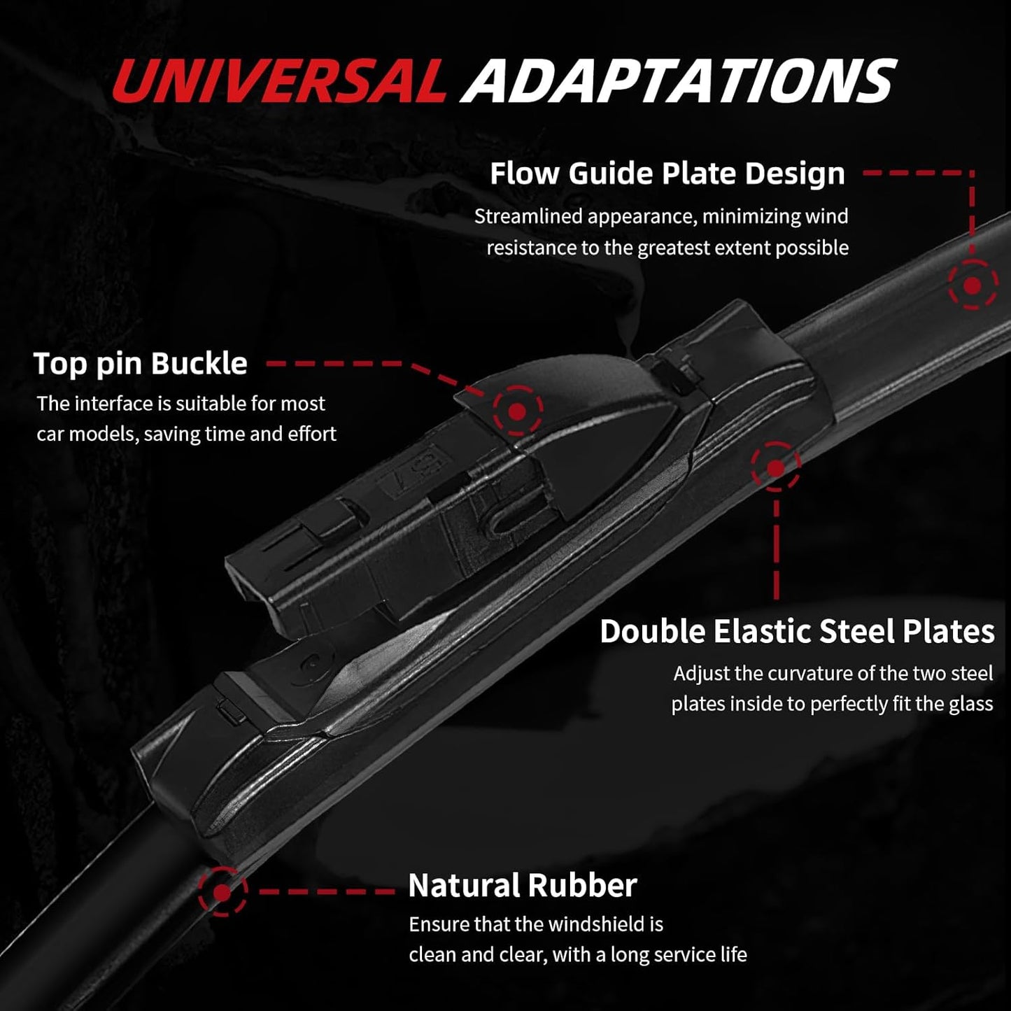 OTUAYAUTO Premium Windshield Wiper Blades - Replacement for Mazda CX-5 CX5 17-23, CX-9 CX9 16-23, All-Weather Performance, Front and Rear Wiper Blades, Top Lock - 24"+18"+14" (Pack of 3)
