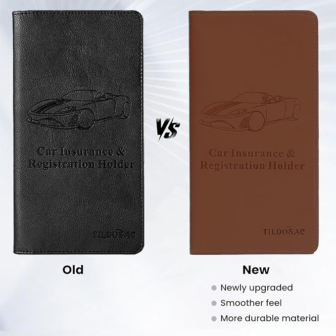 Car Registration & Insurance Card Holder Leather Auto Glove Box Organizer Document Wallet with Magnetic Shut