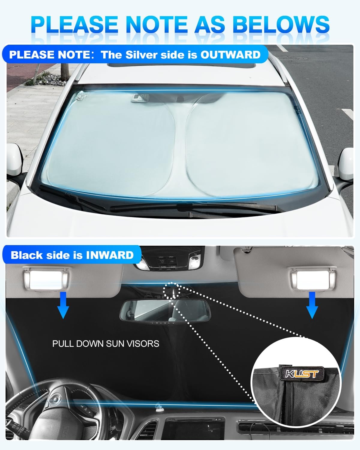 KUST Windshield Sun Shade for Chevy Volt 2016–2019 Window Shade Sun Visor Cover Foldable Blocks UV Rays Keep Your Car Cooler