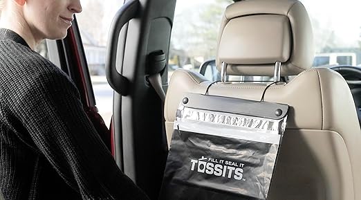 Tossits Recycled Disposable Car Trash Bags ??Leakproof, Smell Proof Hanging Garbage Bags for Car, Truck, SUV, RV & Vehicle ??Black, 21 Count Disposable Automotive Trash Bags