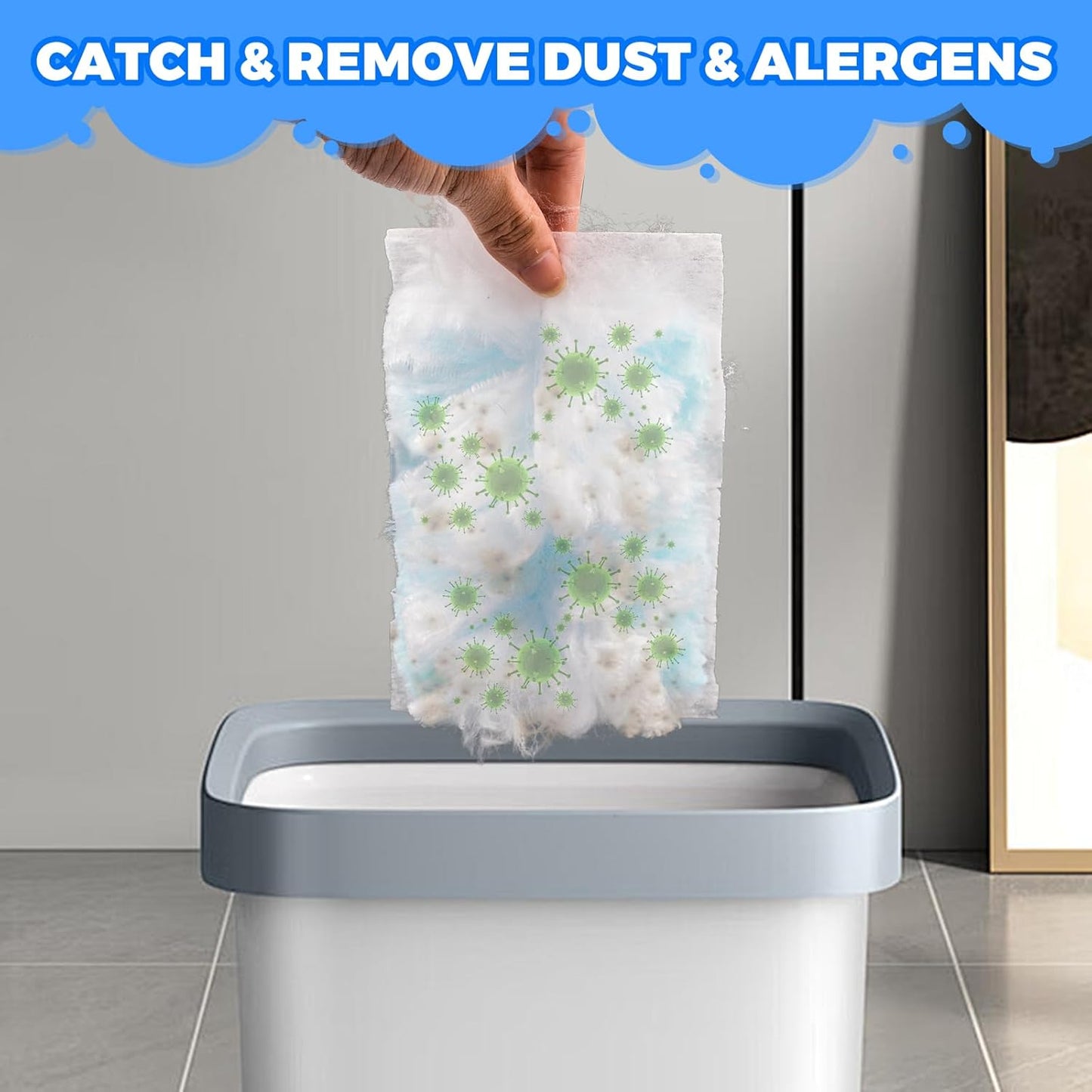 Duster Refills Compatible with Swiffer Heavy Duty Duster Refill,5 Handles+50 Count Dusters for Swiffer Duster Kit, Dusters for Cleaning/Car/Electronics/Furniture/Blinds/Ceiling Fan Cleaner