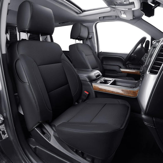 LUCKYMAN CLUB Custom Fit Seat Covers for 2014-2018 Chevy Silverado Sierra 1500, 2015-2019 Silverado Sierra 2500 3500 Crew Cab (Black)