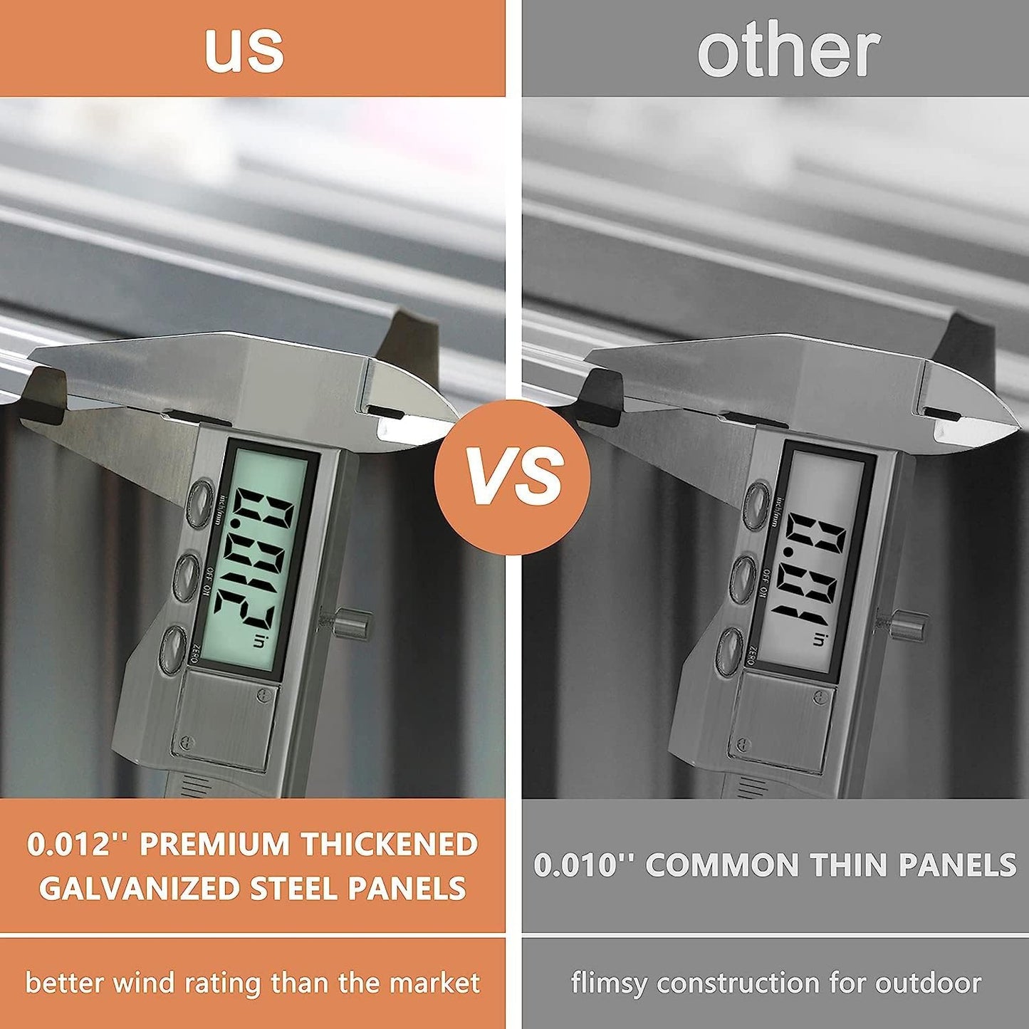 VEIKOU 4' x 4' Outdoor Storage Shed with Thickened Galvanized Steel, Storage Shed with Lockable Door, Air Vents, Metal Shed for Patio Lawn Yard, Grey